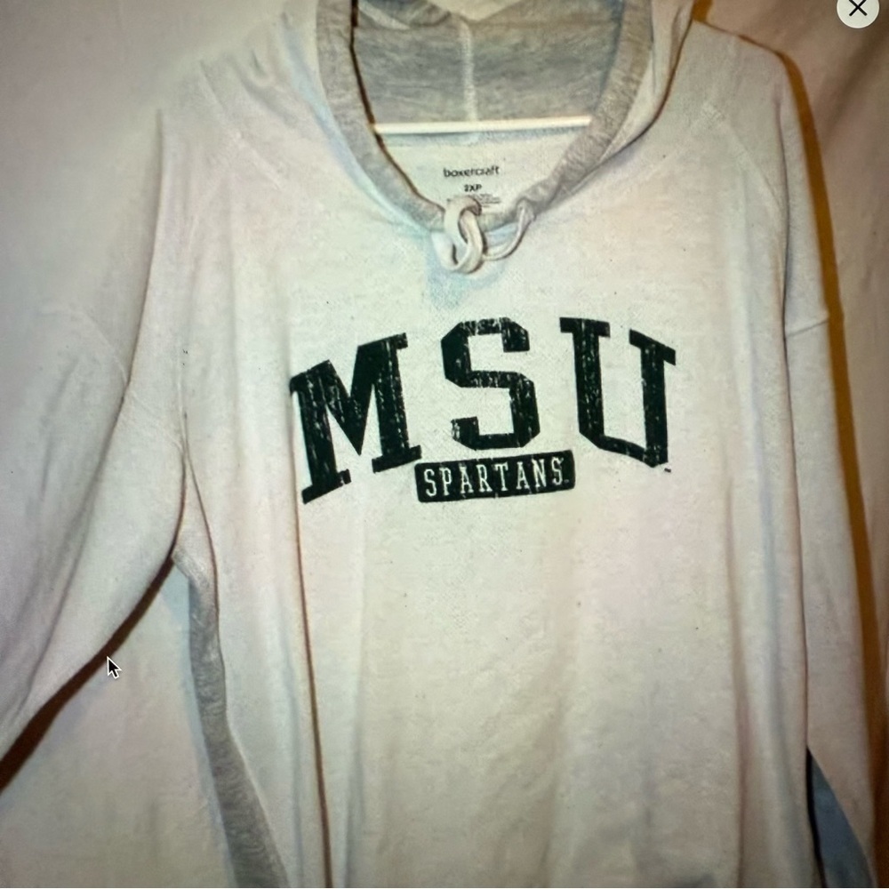 Boxercraft Light Gray‎ Hoodie MSU Spartans size 2X Petite woman’s sweatshirt